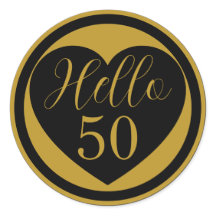 こんにちは 50 50歳の誕生日 黒と金のハート