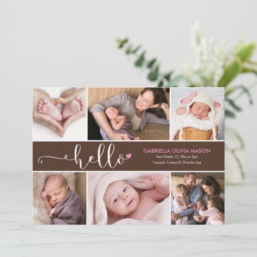 こんにちは、6人のフォトコラージュ誕生の発表 案内状 (スタンド正面)