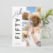 こんにちは FIFTY 現代フォトコラージュ 50歳の誕生日 招待状 (スタンド正面)