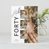 こんにちは FORTY' 現代の写真コラージュ 40歳の誕生日 招待状 (スタンド正面)