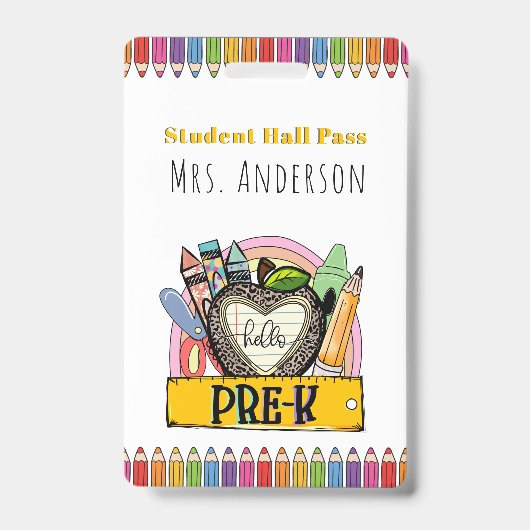 こんにちは Pre K ホールパス バッジ (正面)