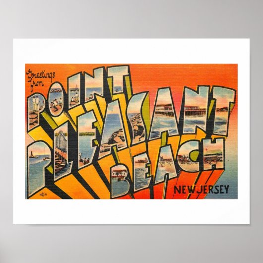 こんにちは、Pt.プレザントビーチニュージャージーヴィンテージ ポスター (正面)
