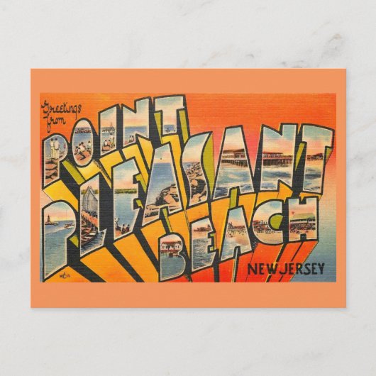 こんにちは、Pt.プレザントビーチニュージャージーヴィンテージ ポストカード (正面)