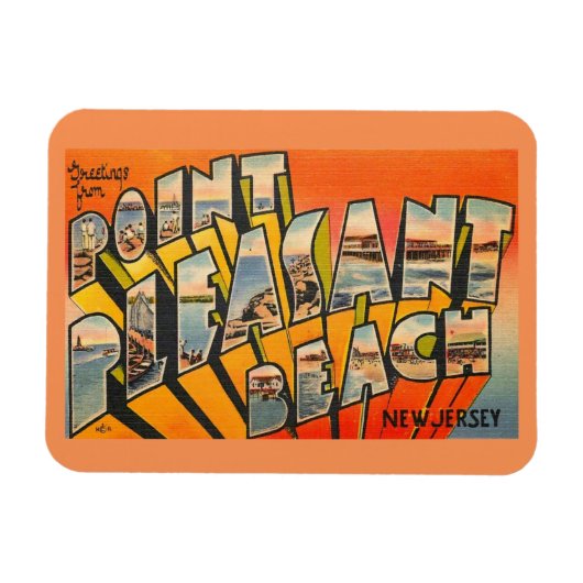 こんにちは、Pt.プレザントビーチニュージャージーヴィンテージ マグネット (横)