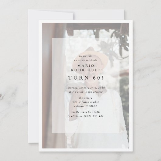 こんにちは SIXTY 現代フォトコラージュ 60歳の誕生日 招待状 (裏面)