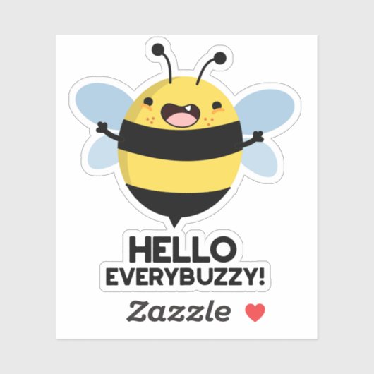 こんにちはEverbuzzy おもしろい Bee Pun シール (シート)
