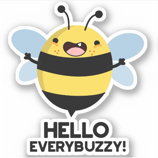 こんにちはEverbuzzy おもしろい Bee Pun シール (正面)