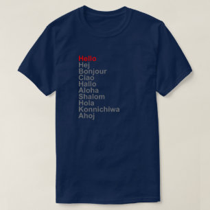 こんにちはHEJ BONJOUR CIAOこんにちはアロハSHALOM HOLA Tシャツ