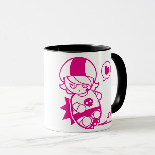 こんにちはHittyの抱擁nはローラーのダービーのかわいいマグを押します マグカップ (正面右)