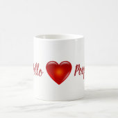 こんにちはPoopchik! ババRaisaからのハートのマグ コーヒーマグカップ (中央)