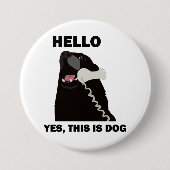 こんにちはYESはこれ犬の電話電話です 缶バッジ (正面)