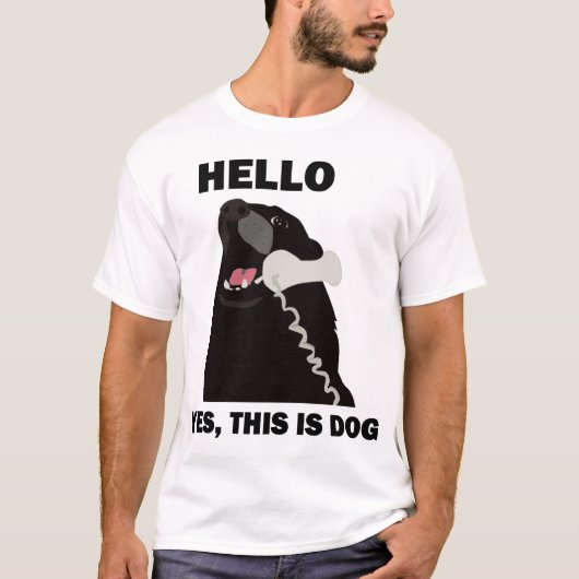 こんにちはYESはこれ犬の電話電話です Tシャツ (正面)
