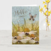 こんにちわ花と蝶 カード (黄色い花)
