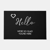 こんばんは、こんばんは | 黒モダン書式 ドアマット (正面)