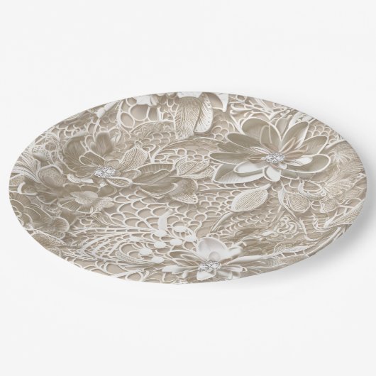 こエレガントのレースとダイヤモンド ペーパープレート (アングル)