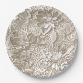 こエレガントのレースとダイヤモンド ペーパープレート