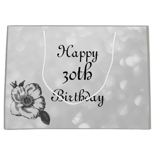 こカスタマイズの30歳の誕生日 ラージペーパーバッグ (正面)