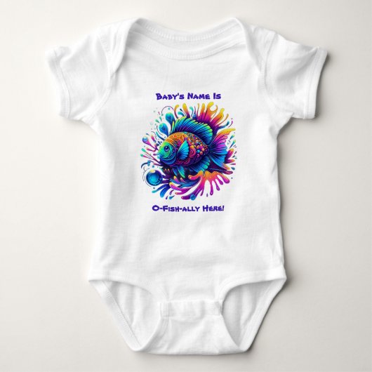 こカラフルこに魚の味方だ ベビーボディスーツ (正面)