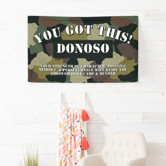 こパーソナライズされたこ得れ！ブートキャンプ別れ迷彩柄 横断幕 (インサイチュ)