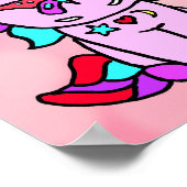 こパーソナライズされたの赤かわいらしの妖精と一角獣 ポスター (角)