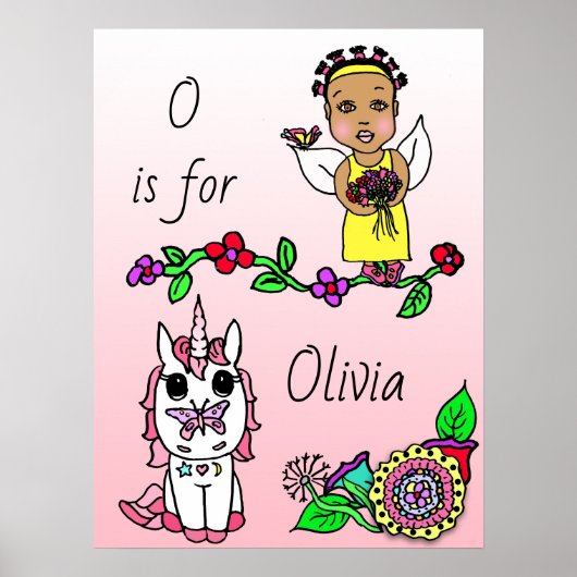 こパーソナライズされたの赤かわいらしの妖精と一角獣 ポスター (正面)