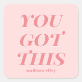 こモダンの得引用文ピンク桃の名前 スクエアシール (正面)