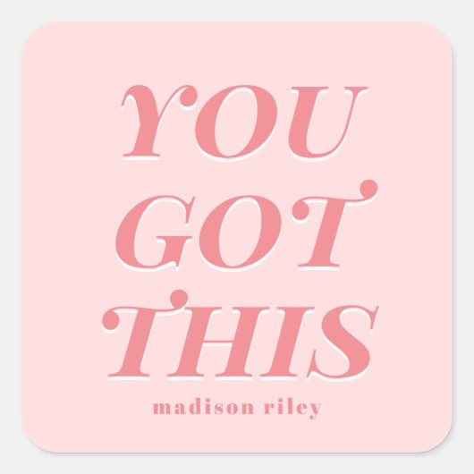 こモダンの得引用文ピンク桃の名前 スクエアシール (正面)