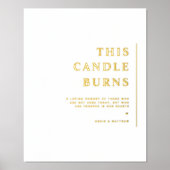 こ実在の蝋燭のサインをミニマル結婚ホイル 箔ポスター (正面)