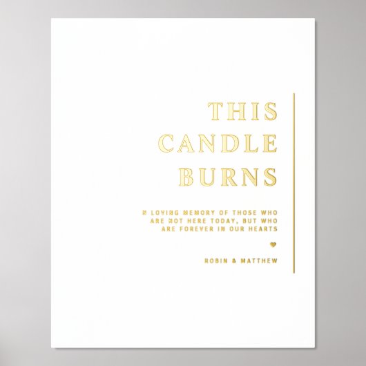 こ実在の蝋燭のサインをミニマル結婚ホイル 箔ポスター (正面)