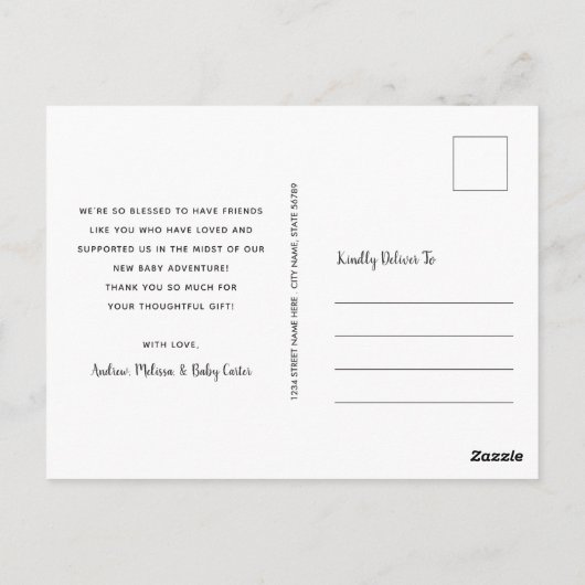 こ感謝していれだけ |黒 |ベビー写真ありがとう ポストカード (裏面)