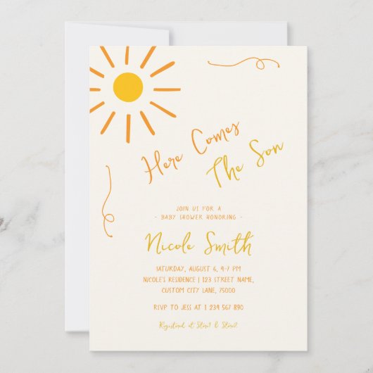 こ来ここお洒落の男の子 招待状 (正面)