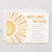 こ来ここに太陽の男女兼用ボホ赤ちゃん 招待状 (正面)