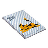 こ来ここ!可愛い猫 – 青いストライプのキッズ ノートブック (右側)