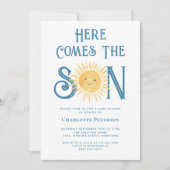 こ来こでかわいい男の子の赤ちゃんシャワー 招待状 (正面)