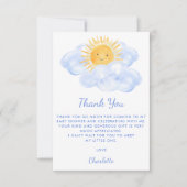 こ来こで息子の男の子のシャワー サンキューカード (正面)