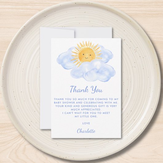 こ来こで息子の男の子のシャワー サンキューカード