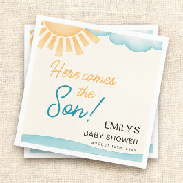 こ来こで息子の男の子のシャワー スタンダードカクテルナプキン