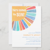 こ来こで息子の男の子のシャワー 招待状 (正面)