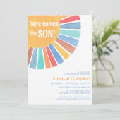 こ来こで息子の男の子のシャワー 招待状 (スタンド正面)