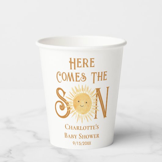 こ来こで息子の男の子のシャワー 紙コップ (裏面)