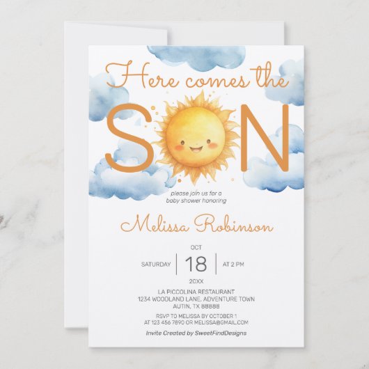 こ来こで息子の赤ちゃん 招待状 (正面)