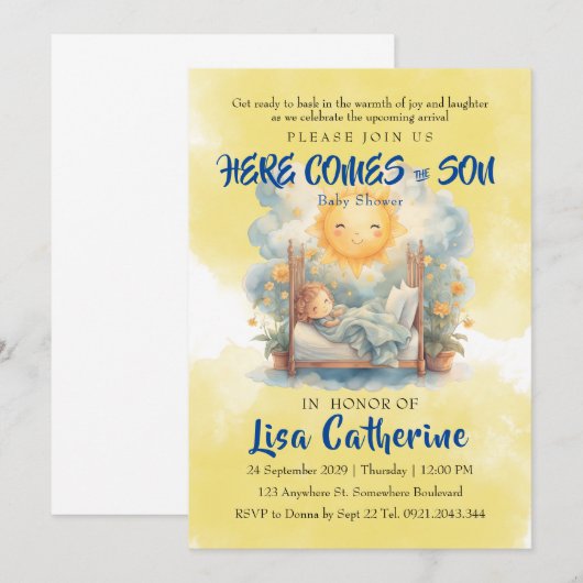 こ来こで息子の赤ちゃん 招待状 (正面/裏面)