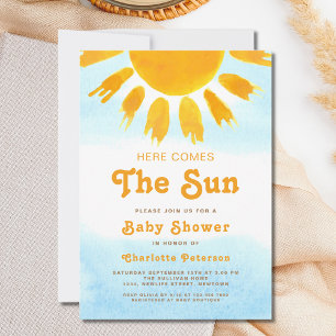 こ来こでSun Gender-Neutral Baby Shower 招待状
