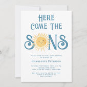 こ来こでThe Sons Twin Boy's Baby Shower 招待状 (正面)