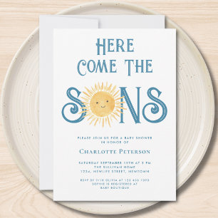 こ来こでThe Sons Twin Boy's Baby Shower 招待状
