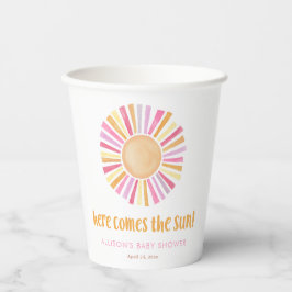 こ来こに太陽の太陽の女の子の赤ちゃんシャワー 紙コップ