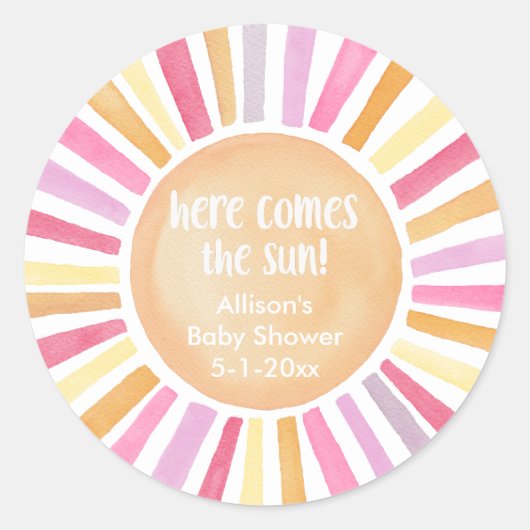 こ来こに太陽の女の子のシャワー太陽 ラウンドシール (正面)