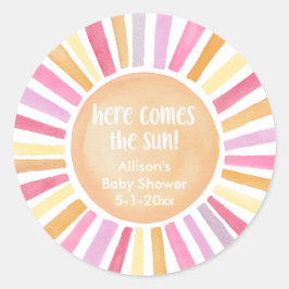 こ来こに太陽の女の子のシャワー太陽 ラウンドシール
