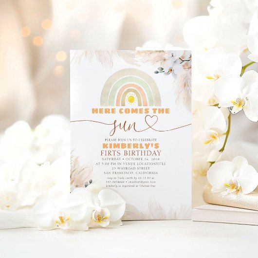 こ来こに太陽の虹1歳の誕生日 招待状