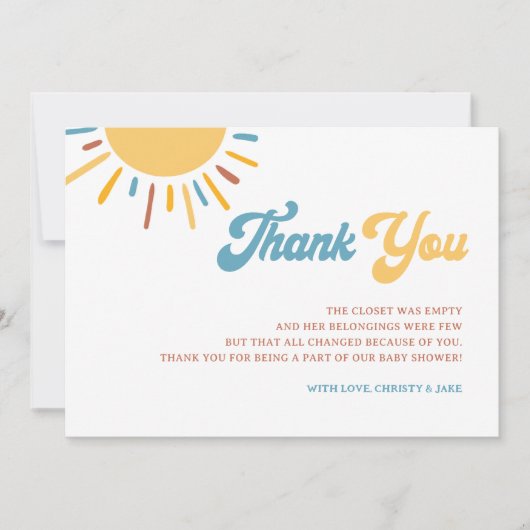 こ来こに息子の赤ちゃんシャワー サンキューカード (正面)